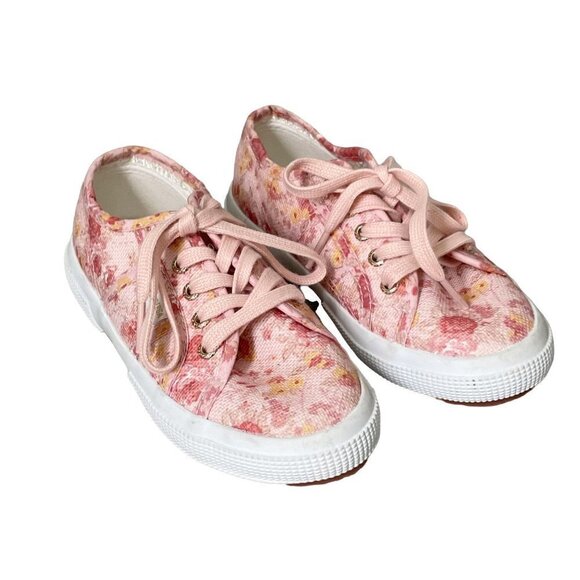 Superga x LoveShackFancy Kid's Classic Lace Up Sneaker In Tokyo Pink - Picture 2 of 7
